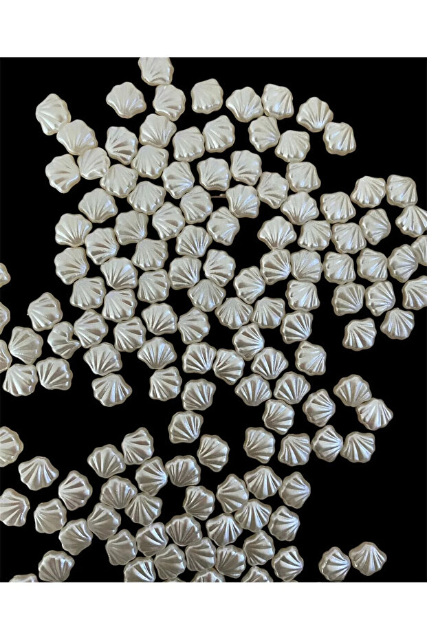 100Pcs Acrylic Plastic Drilled Hole Cream Oyster Mussel Beads 10mm B:70