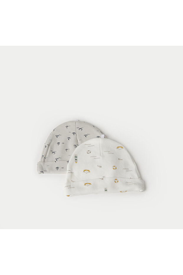Printed Beanie Cap - Set of 2