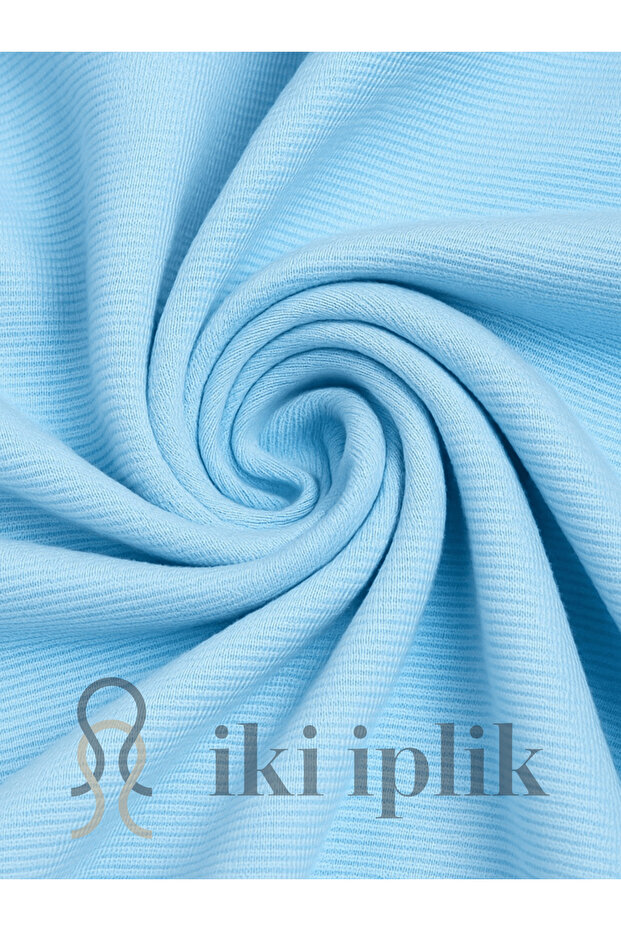 Baby Blue Ribbed Knit Fabric | Length: 110 cm | 95% Cotton 5% Elastane | Flexible and Comfortable