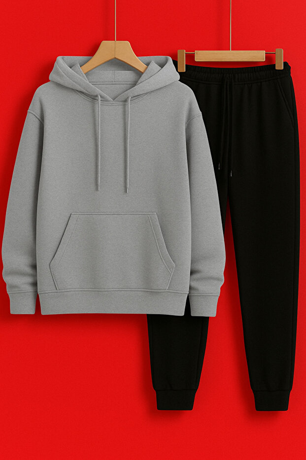 Team Hooded Sewat Black Bottom Top 2-Piece