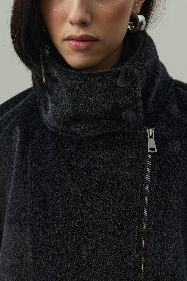 Oversize Biker Ceket Siyah - 6