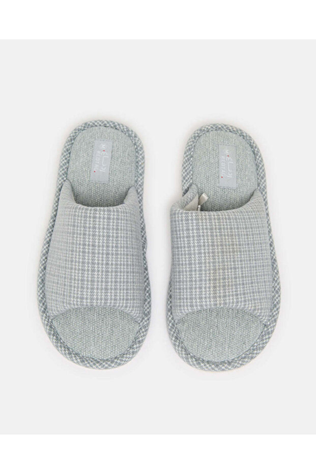 Men Grey Checkered Slipper - 2