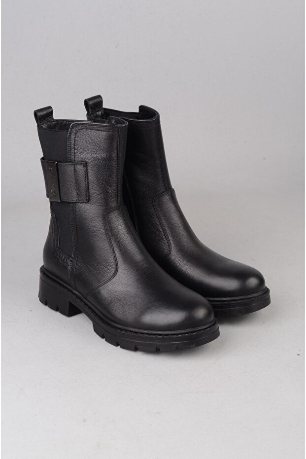 Seç 24123-1 genuine leather women's long boot black