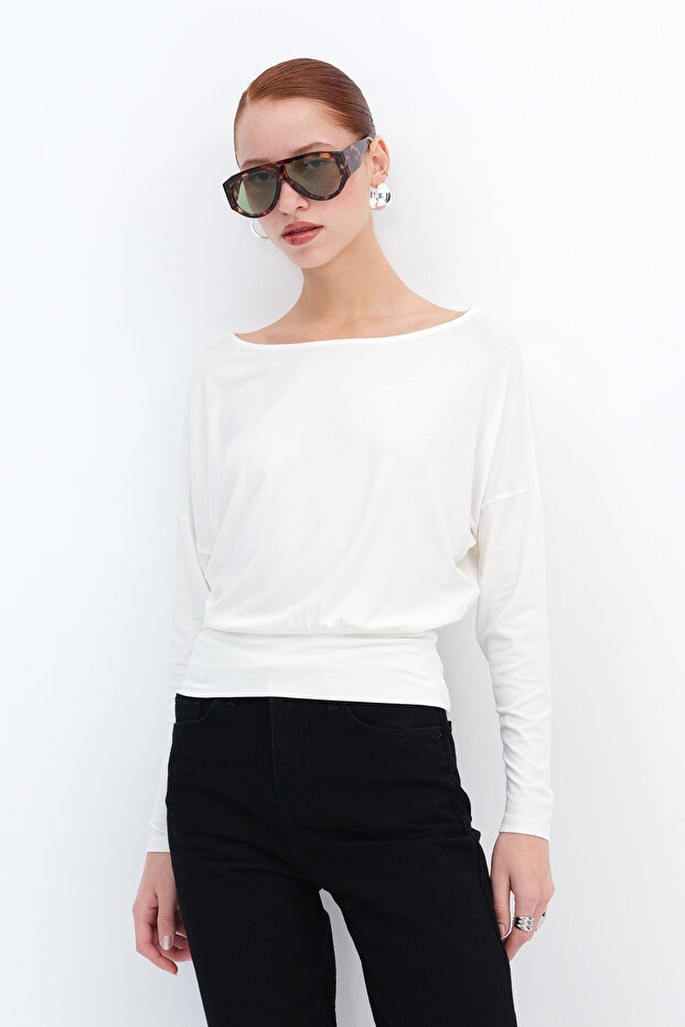 Kayık Yaka Basic Bluz B12409 - 1