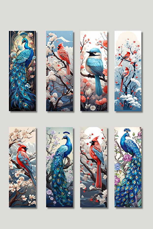 Colorful Birds Design Gift Bookmark Set of 8