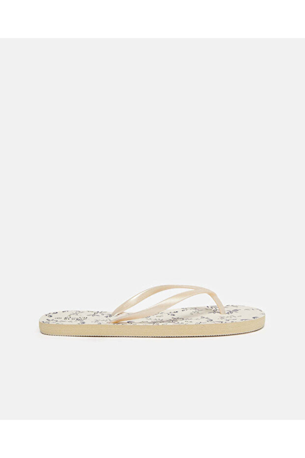 Women Beige Printed Flip Flop