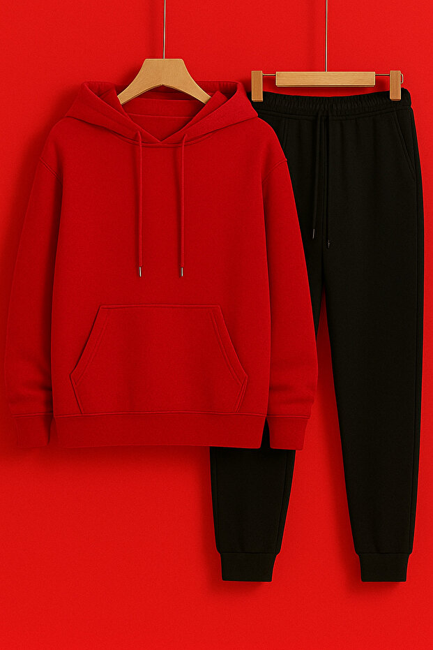 Team Hooded Sewat Black Bottom Top 2-Piece