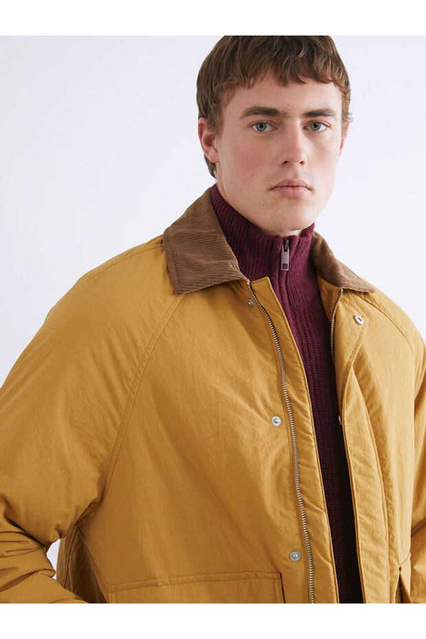 Brown Comfortable Fit Shirt Collar Men's Coat