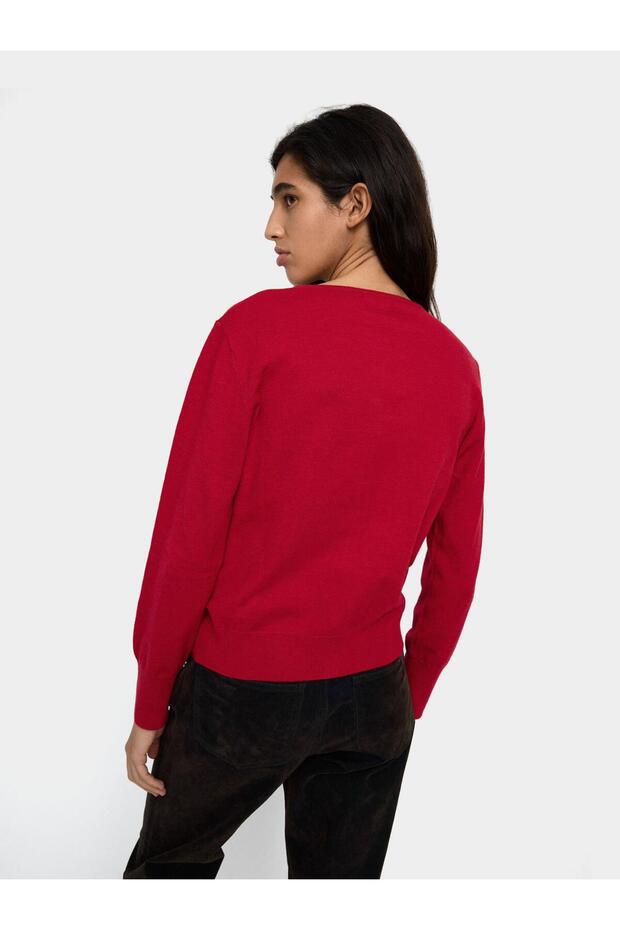 Kalp Düğmeli Örme Hırka - 4