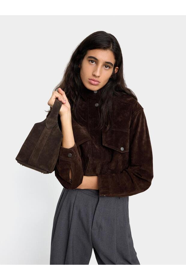 Süet Bucket Çanta - 2