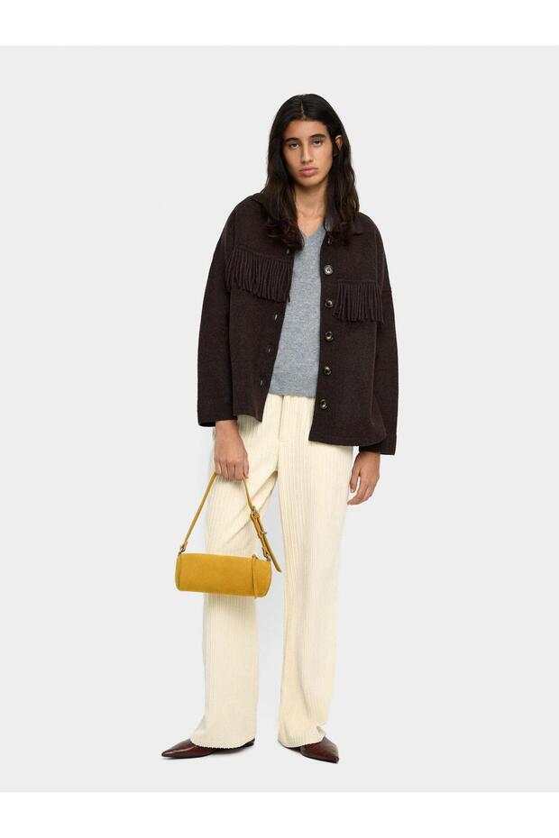 Saçaklı Örme Hırka - 1