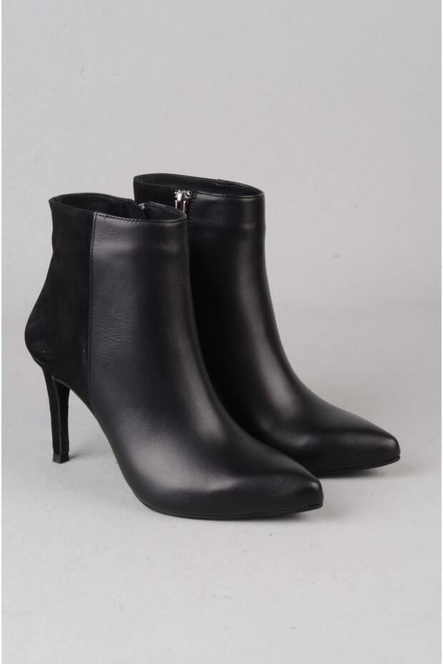 Seç 25104 Genuine Leather Heel-Style Women's Boots (Heel Height: 8 cm) Black