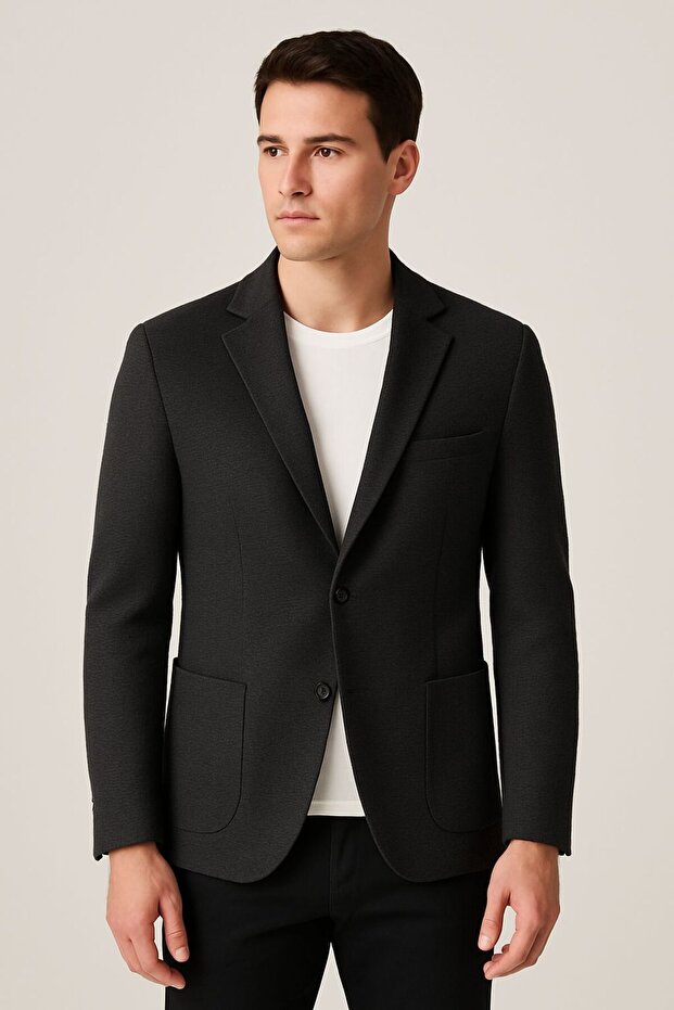 سترة أحادية اللون بفتحتين جانبيتين - 1