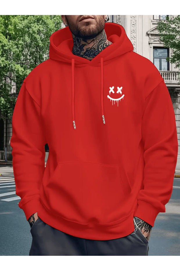 هوديي للرجال بنمط الوجه المبتسم الغوطي قصة فضفاضة - 1