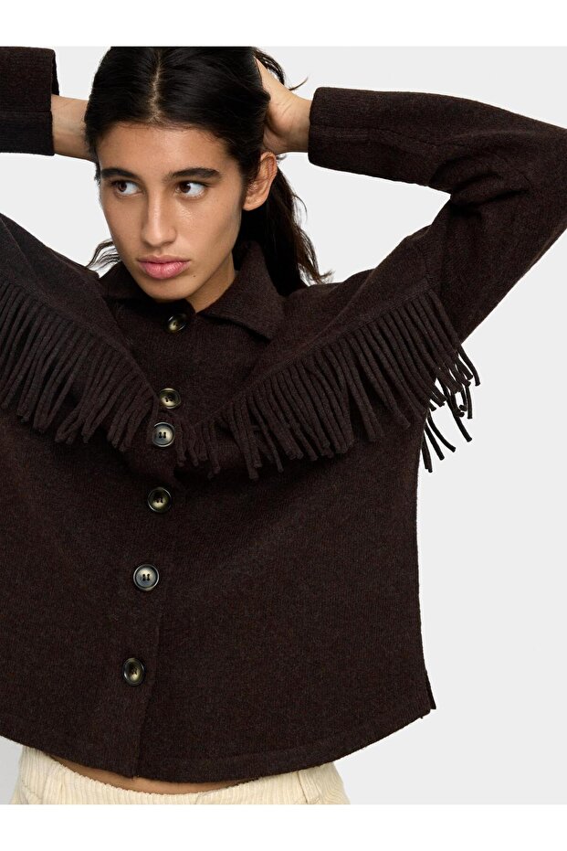 Saçaklı Örme Hırka - 2