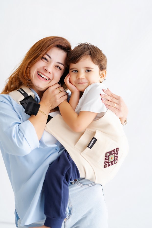 Beige Helvacı Kilim X Yan Sling | Ergonomic Child Carrier 10 Months-4 Years (Max 18kg)