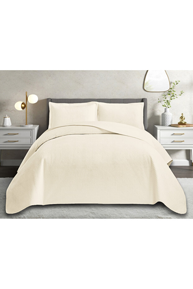 SOFİA Serisi TEK Kişilik Kapitone Yatak Örtüsü - Modern Desenli Gri (5 Renk) - 1