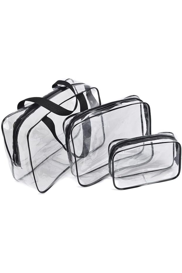 Toiletry Bag 3 Pack Clear Travel Bags for Toiletries Quart Size(Black)cosmeticbag2023