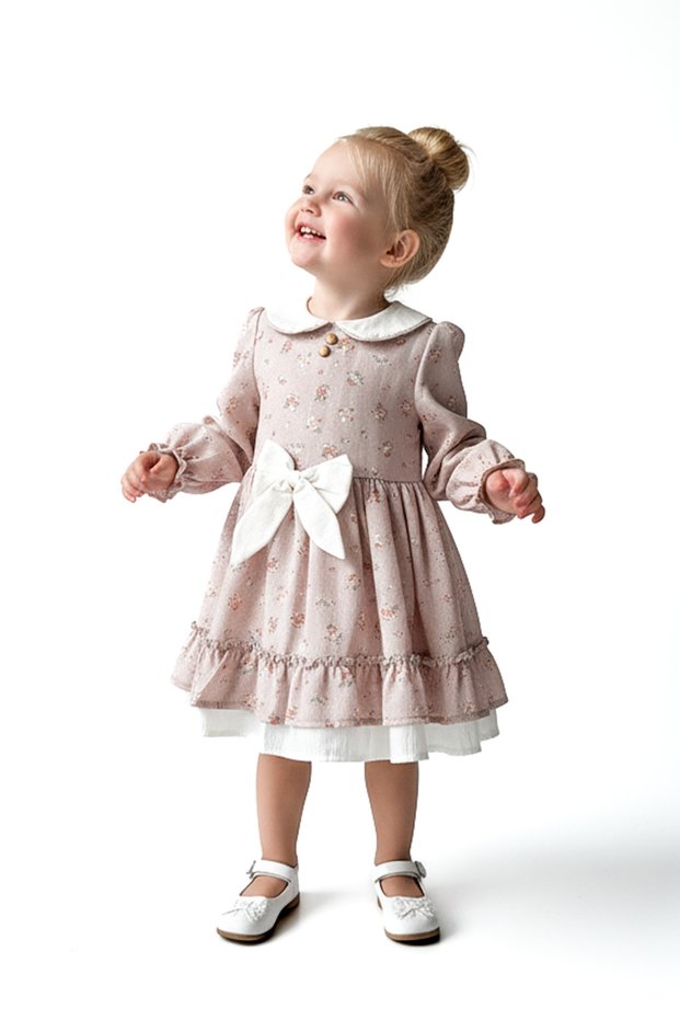Baby Girl Dress Girls' Dress Collared Birthday Party Wedding Special Occasion Long Sleeve Bow Floral