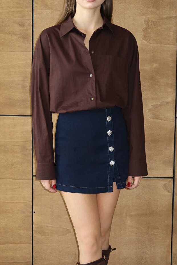 Premium denim şort etek - 4