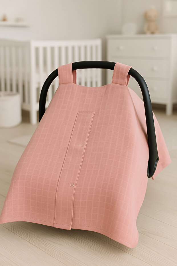 2-Layer 100% Cotton Muslin Stroller Cover with Front Snap Fasteners