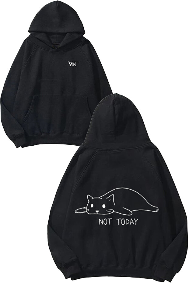 سترة Not Today Design رقم مطبوع باللون الأسود بغطاء رأس