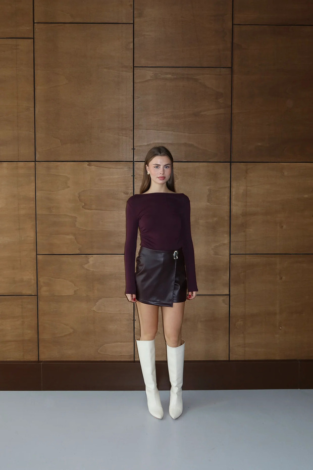 Premium deri şort etek - 3