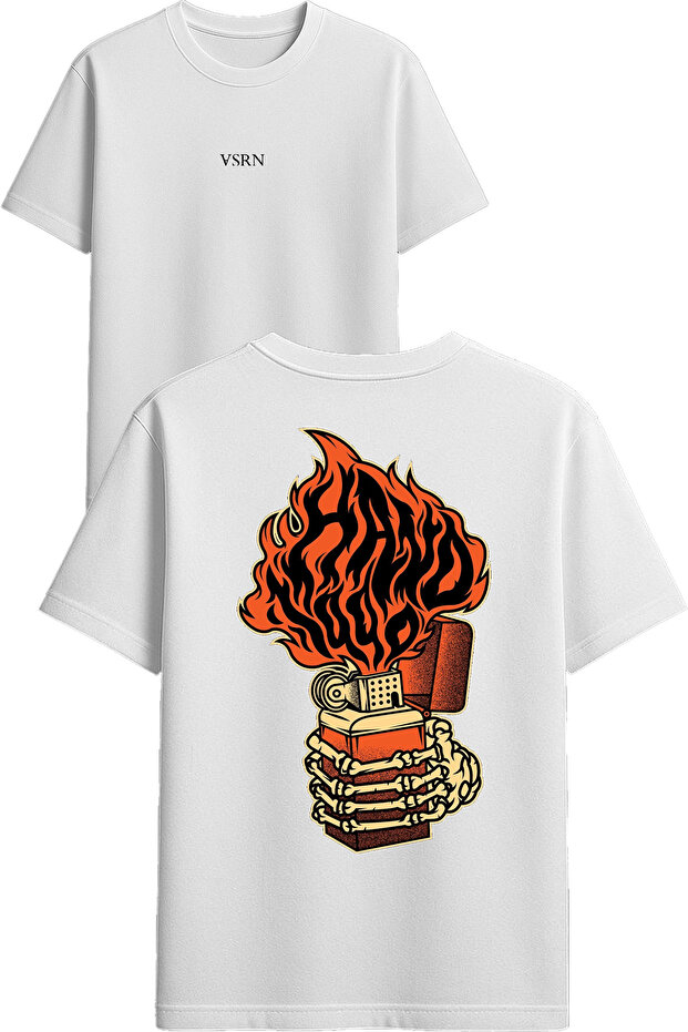 Lighter Design Printed White Oversized T-Shirt