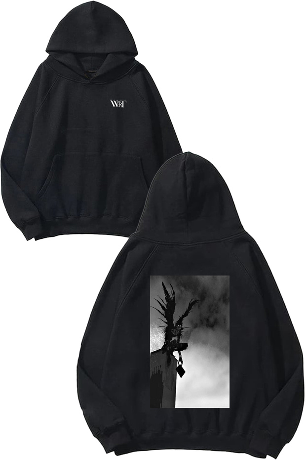 Death Note Ryuk Shinigami Design Back Printed Black Hooded Sweatshirt