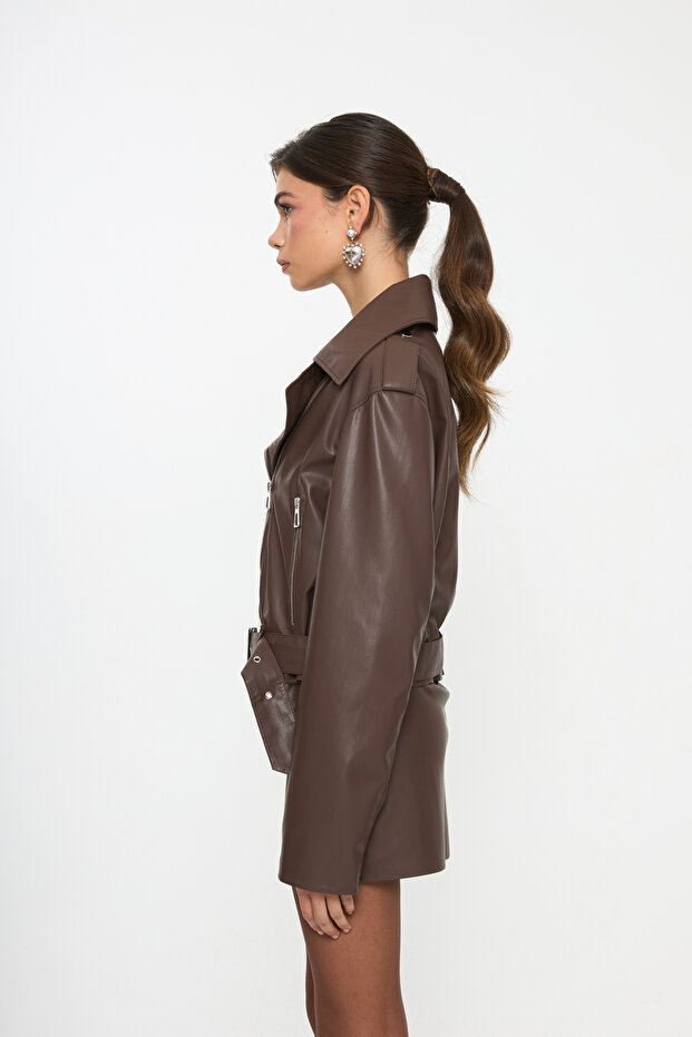 Biker Suni Deri Ceket - 3