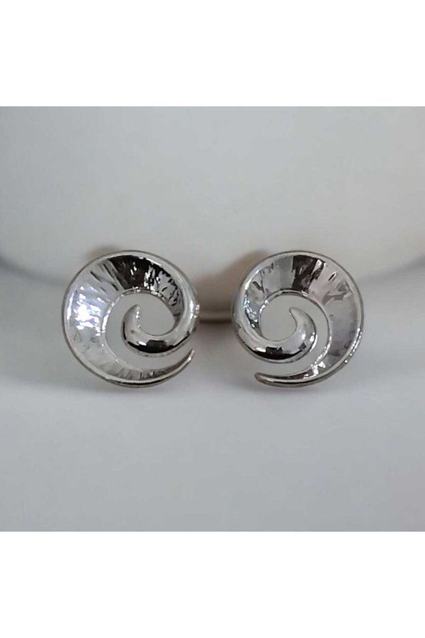 Elegant Spiral Model Shiny Silver Color Women's Earrings