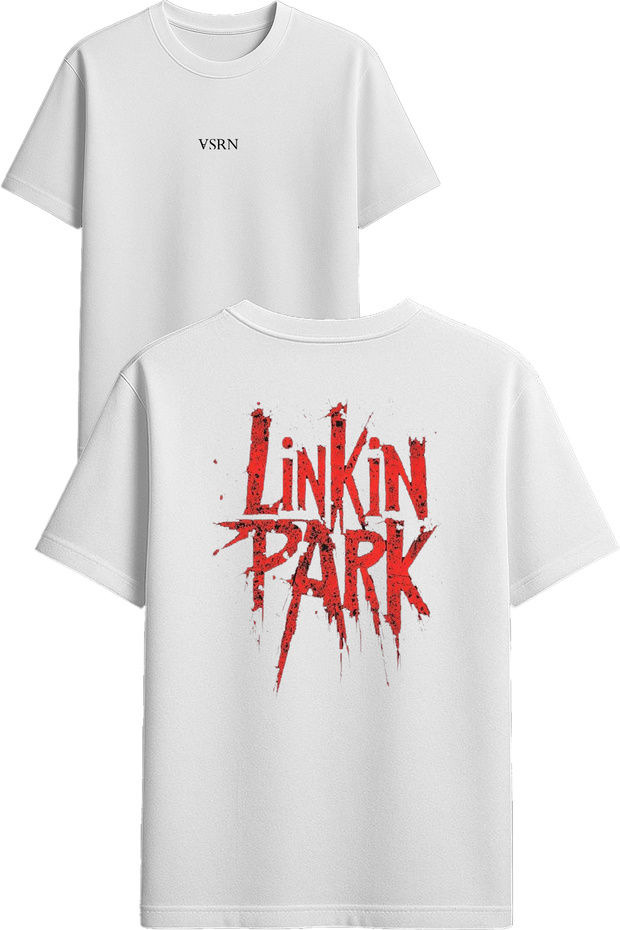 Linkin Park Design Printed White Oversized T-Shirt