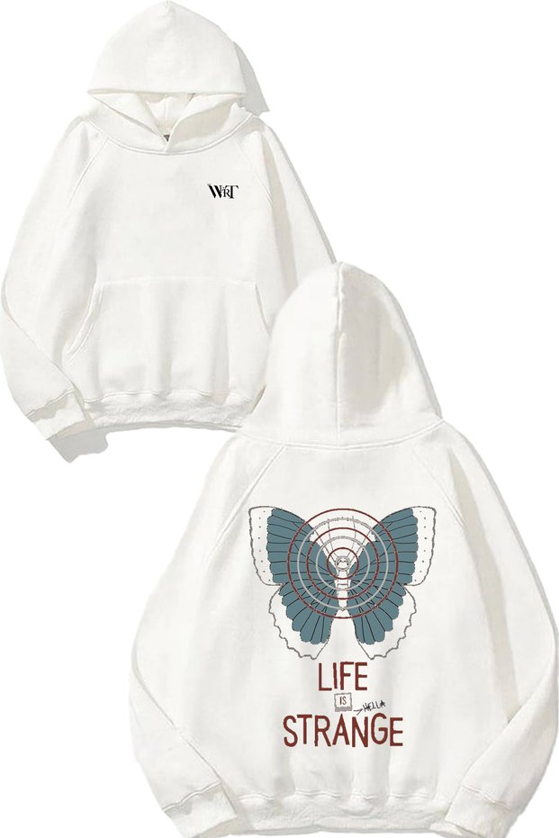 Life İs Strange 3 Design Back B Printed White K Hooded Sweatshirt