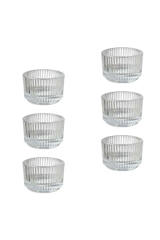 Clear Glass Tealight Holder Set, 3.5 cm, Stackable Design, 6-Pack
