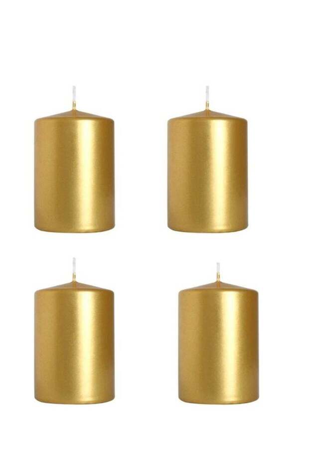Premium Quality Unscented Metallic Gold Pillar Candles - Long Burning Hours, Decorative, SPA - Drip