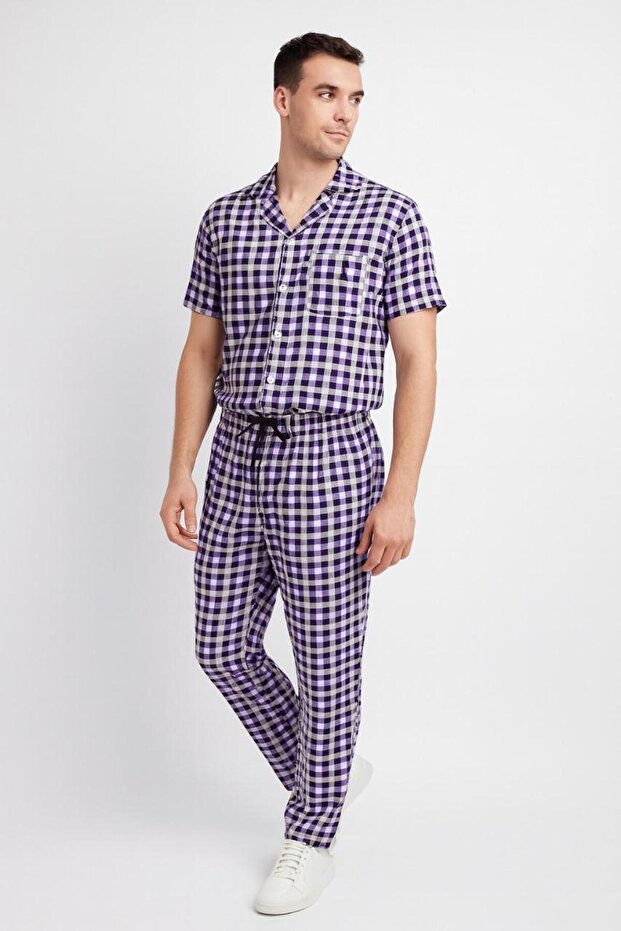 Men's Gingham Check Shirt and Long Co-ord Set