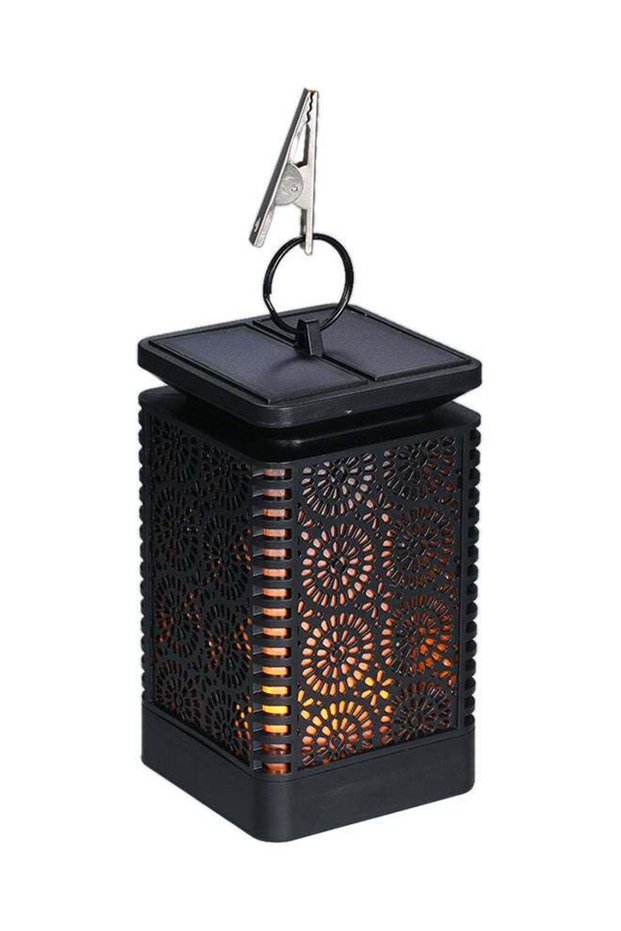 Ramadan Solar Hanging Lantern Flame LED Nightlight Black 400grams