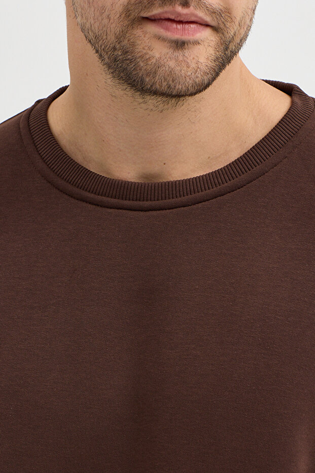 Men's Oversized Sweatshirt Cotton Crew Neck 3 Thread Basic - 4