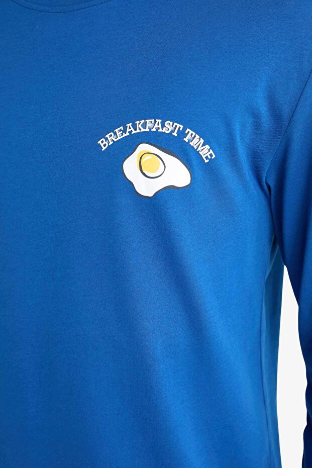 Pijama Takımı Regular Fit Baskılı Uzun Kollu Üst Desenli Uzun Alt G2641AX25WN - 5