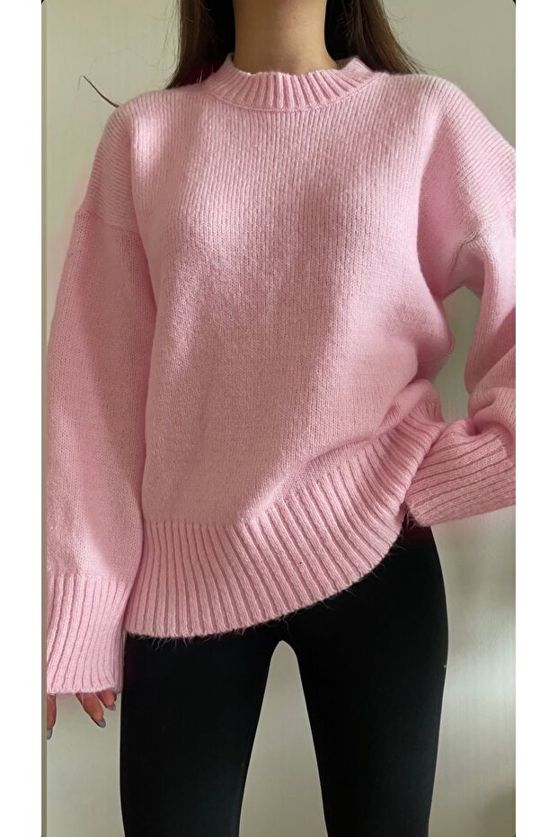 Oversize Pembe Şardon Kazak - 1