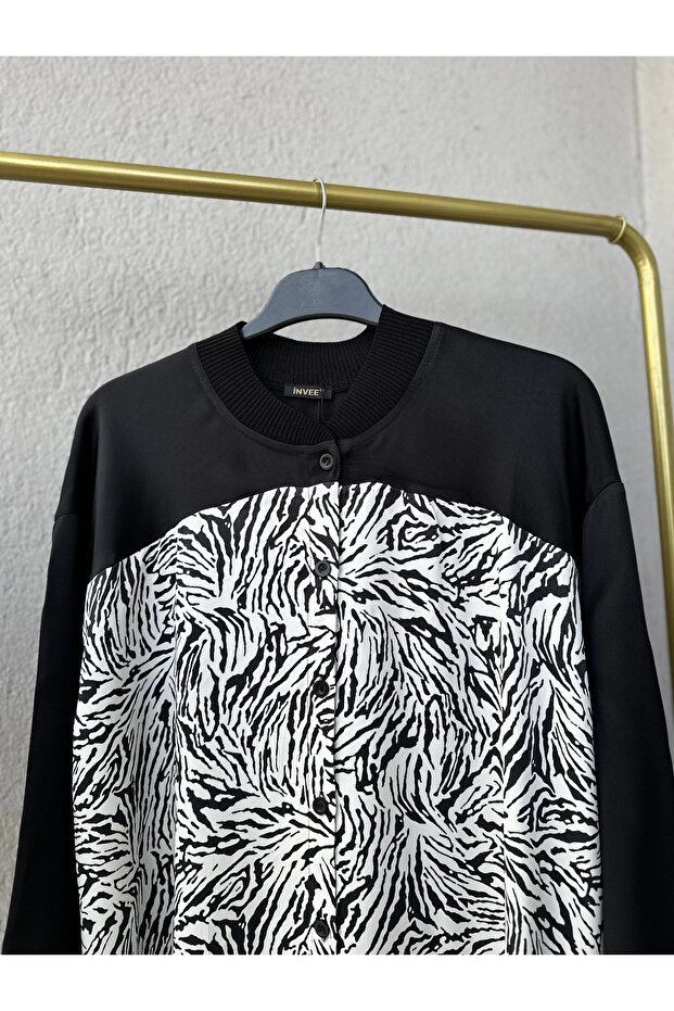 Zebra Desen Oversize Gömlek - 1