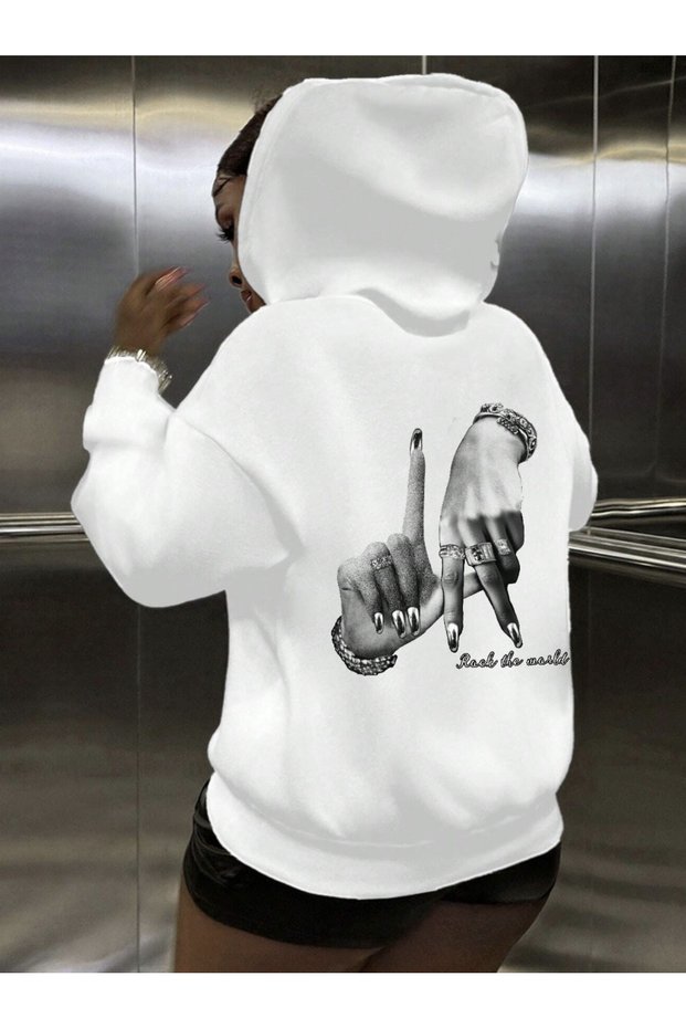 Unisex Men/Women Colorful Rock Custom Printed Cotton Oversized Hooded Sweatshirt