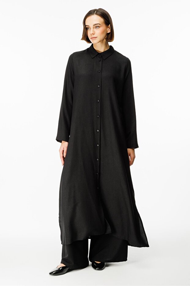 İpekçe Doku Kap / Elbise-Siyah - 1