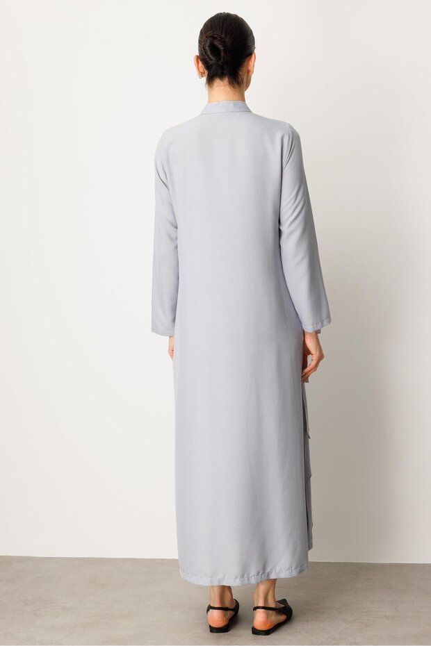 Volan İpekçe Kap Ferace-Gri - 7