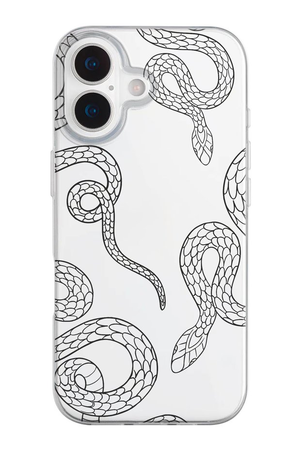 iPhone 17 Compatible Snakes Patterned Transparent Silicone Phone Case