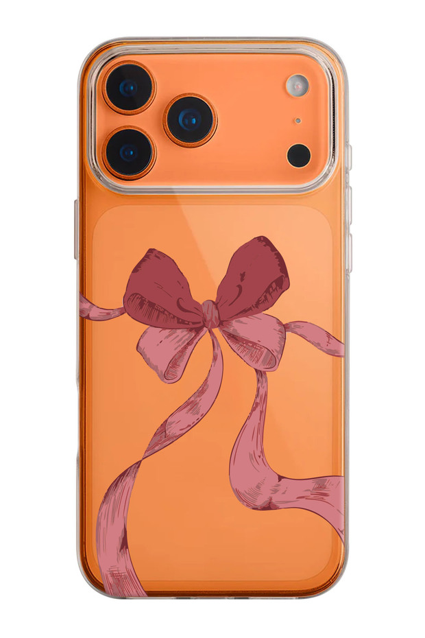غطاء هاتف من السيليكون الشفاف بنمط باقة الشريط متوافق مع iPhone 17 Pro/18 Pro