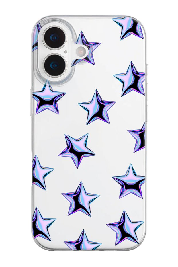 Purple Stars Pattern Transparent Silicone Phone Case Compatible with iPhone 17