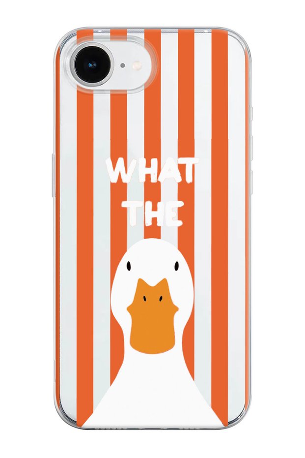 حافظة هاتف من السيليكون الشفاف بنمط What The Duck متوافقة مع هاتف iPhone 16E