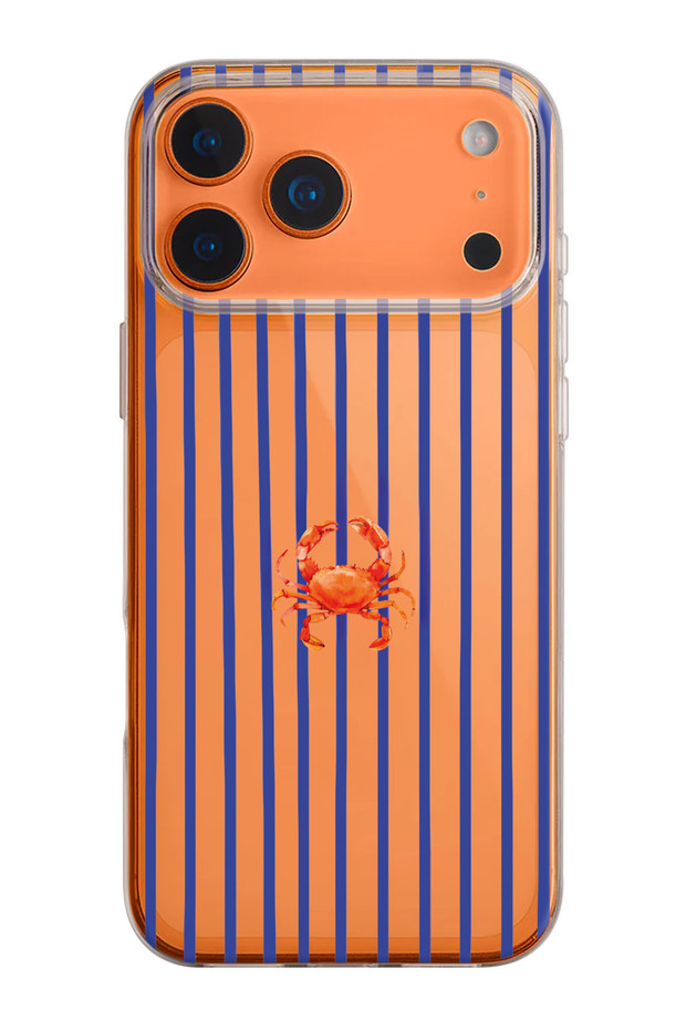غطاء هاتف من السيليكون الشفاف بنمط السلطعون متوافق مع iPhone 17 Pro/18 Pro