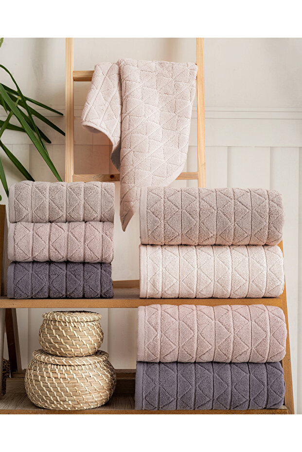 Buldan Manufacturing Dowry Deluxe Jacquard Royal 4-Piece Bath Towel Set I 70X140